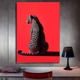 thumbnail image 3 of Mudket Framed Ready to Hang Red Wall Decor Leopard Canvas Wall Art, Minimalist Room Decor, Animal Wall Art Poster for Living Room Bedroom Office Decor Contemporary Home Decoration - 36"L x 24"W, 3 of 10