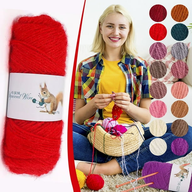 Xihbxyly Hilo de Lana para Tejer, Hilo de Mohair Suave, Bufanda, Chal, Gorro de Ganchillo, Accesorios Artesanales, Perfecto para Hacer Suéteres, Madeja de 75 G, Longitud de 150 M, Lavable a Mano.