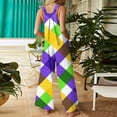 thumbnail image 3 of Fgvctg Mardi Gras Womens Jumpsuit Wide Leg Pant Parade Overall Mask Graphic Sleeveless Carnival Party Spaghetti Straps Jumpsuits Romper Bib Overalls Loose Sprimg Pant With Pockets Yellow M, 3 of 5