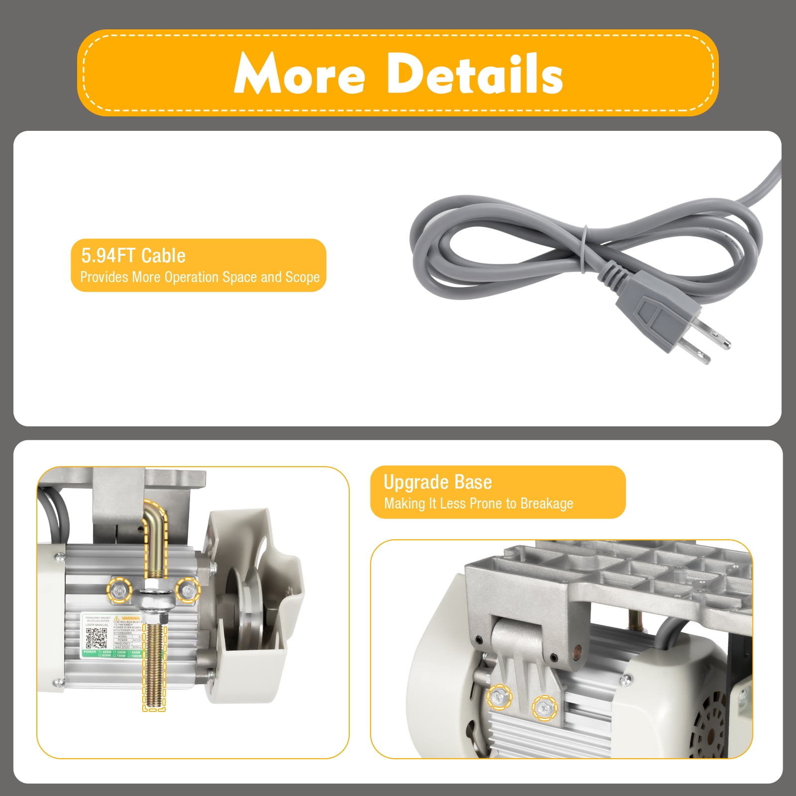 YIYIBUYS 600W Electric Brushless Sewing Machine Servo Motor Low Noise Industrial Sewing Machine Brushless Split Motor, 100 Stitches/min