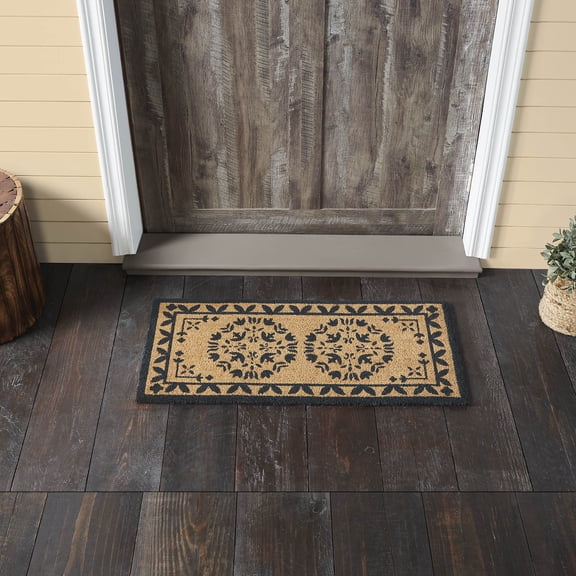 VHC Brands Charleston Mosaic Charcoal Coir Rug Rect 17x36