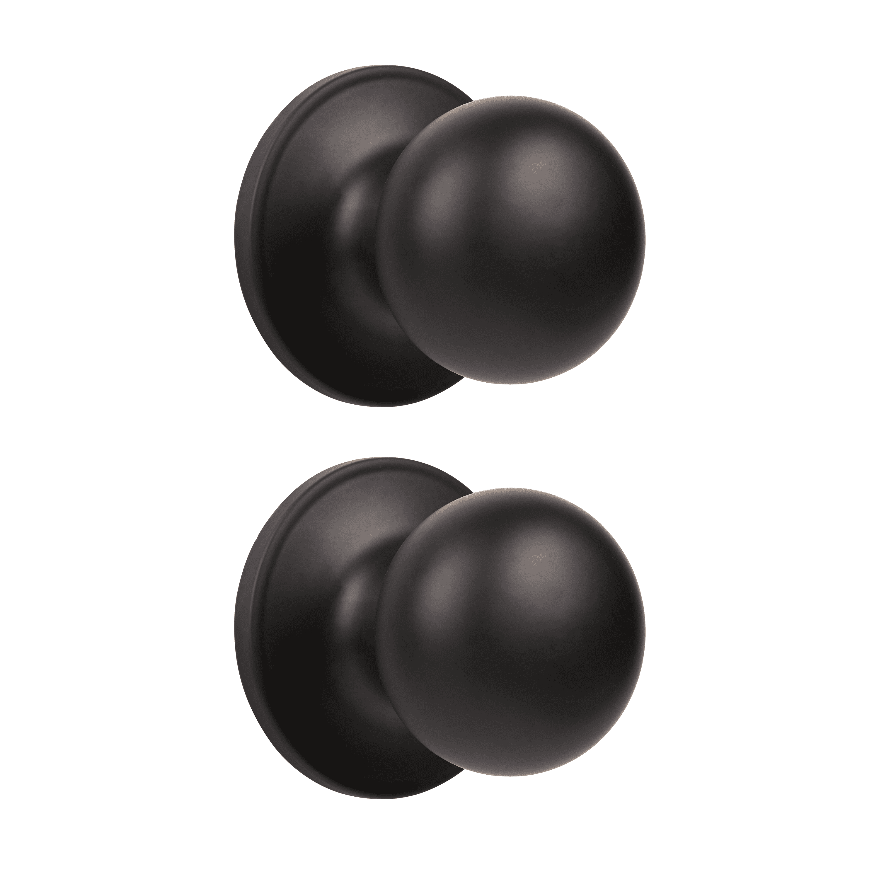 Brinks Interior Non-Locking Passage Doorknob, Round, Matte Black Finish