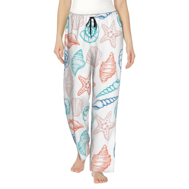 Balery Colorful Seashells1 Pantalones de pijama para mujer, pijamas ultraligeros, pantalones de estar por casa-Large