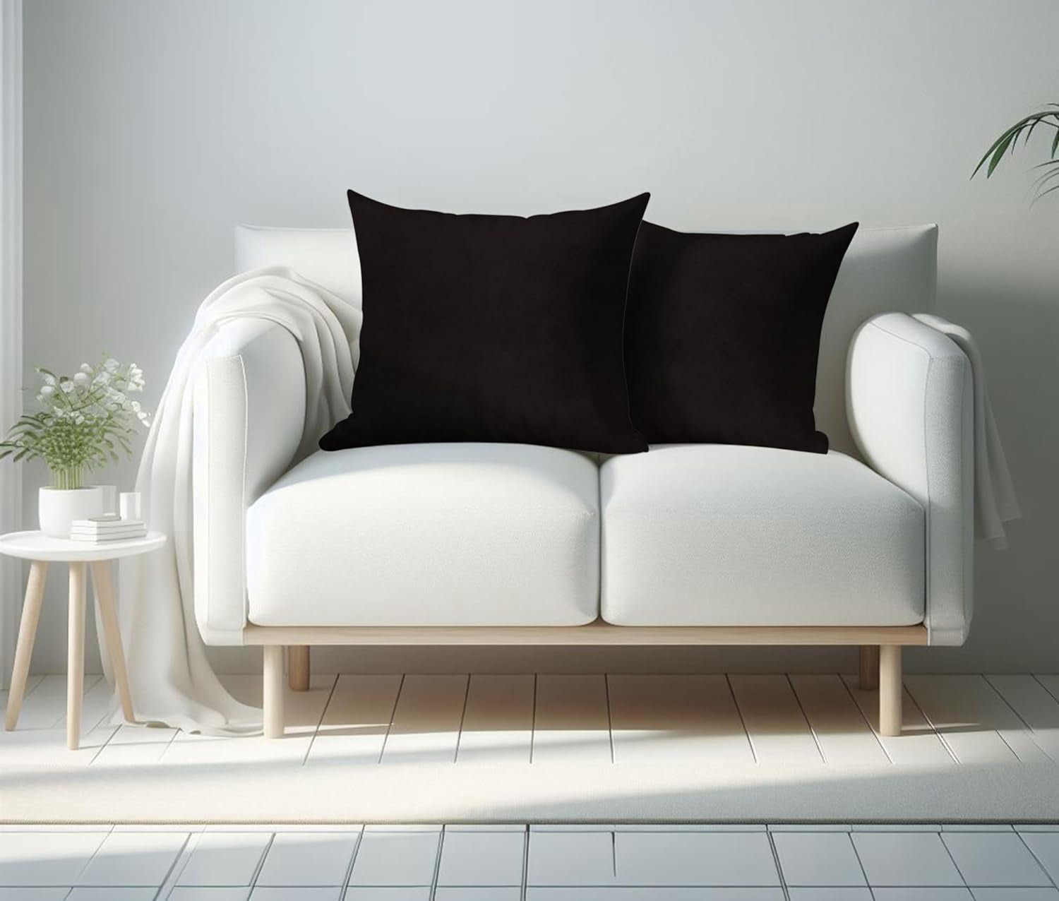 A1HC Hypoallergenic Down Alternative Pillow Inserts, 20x20 in, Square, Pack of 2, Smoky Black