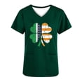 thumbnail image 3 of Uootdi Womens Tops Short Sleeve V Neck St Patrick's Day American Flag Shamrock Print Medical Shifts Casual Scrubs Tops Blouses Gift, 3 of 5