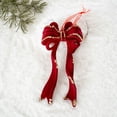 thumbnail image 5 of Wine Red Christmas Snowfall Deer Pendant Flocking Cartoon Xmas Tree Hanging Ornaments Elegant Wreath Butterfly Knot Elk, 5 of 5