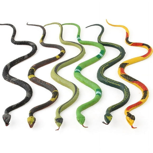 Kingfansion Simulation Rattlesnake Toy 25cm Realistic Reptile Model, Flexible Jungle Adventure Props for Kids Education, Assorted Plastic Snake Figures 6pcs