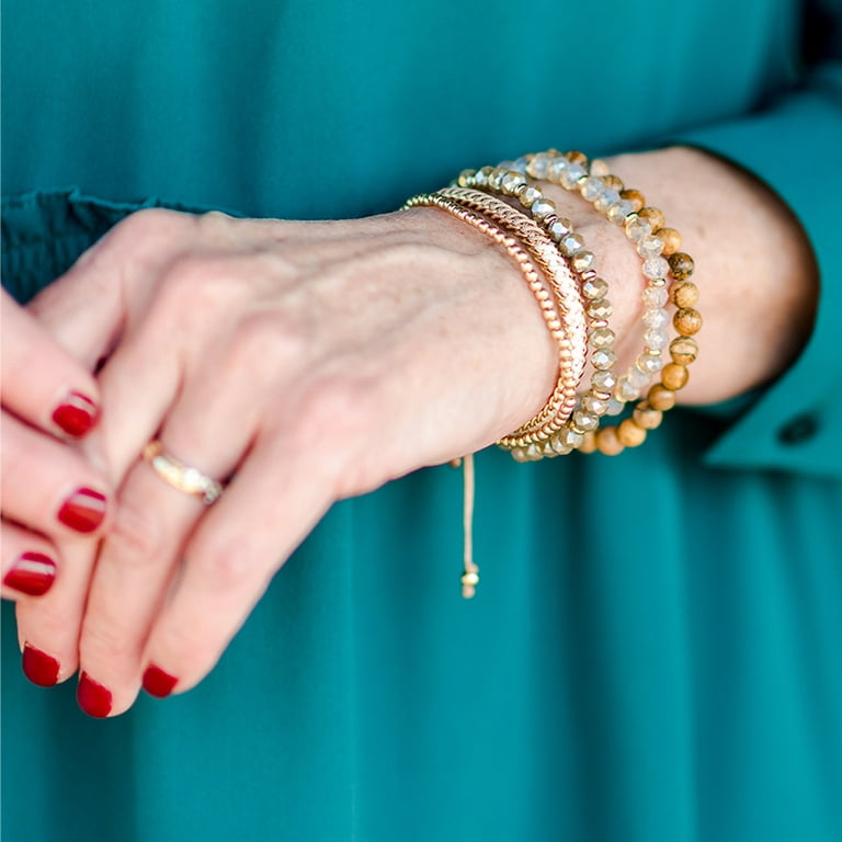The Pioneer Woman - Women's Jewelry, Soft Gold-tone Bracelet Set with  Genuine Stone Beads 