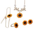 thumbnail image 1 of Conjuntos de joyería de aleación para mujer, 4 Uds., collar de girasol/pendiente/anillo/pulsera (oro), 1 of 4