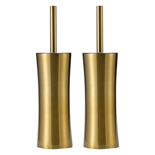2X Cepillo de Inodoro de Manija Dorado Cepillo de Limpieza de Baño Kit