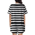 thumbnail image 3 of Naloa Black And White Stripes Women's Short-Sleeved Pajama Set, Loungewear, Summer pajamas, Breathable Cozy - 3X-Large, 3 of 9