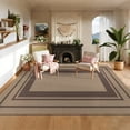 thumbnail image 2 of Washable Rug 8x10 for Bedroom Large Living Room Rug with Rubber Backing Casual Striped Border Throw Carpet Modern Contemporary Area Rug for Dining Room, 2 of 8