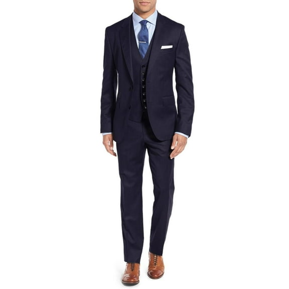 Mens Ticket Pocket Three Piece Modern Fit Navy Modern Fit