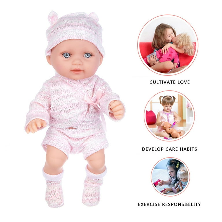 RUSR Reborn Baby Doll Vinyl Toddler with Big Eyes Hat Realistic Baby Toy Kids Gift Q11 001