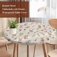 thumbnail image 4 of Easter Round Tablecloth, Fitted Table Cover with Elastic for 55"-60" Round Tables, Country Rabbits Colorful Eggs Leaves Flowers Table Cloth Outdoor Indoor Dinning Party Waterproof Tablecloths, 4 of 7
