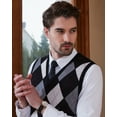 thumbnail image 5 of Kallspin Men's Argyle Vest Sweater Wool Blend V-Neck Sleeveless Pullover Sweater(Black,2X-Large,Tall), 5 of 7