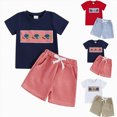 thumbnail image 7 of Kaprioy Toddler Boys Summer Clothes Toddler Baby Boy Football Outfit Rugby Embroidery Short Sleeve Tshirt With Plaid Shorts Summer Clothes, 7 of 7