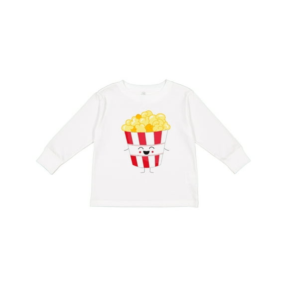 Inktastic Cute Kawaii Popcorn Boys or Girls Long Sleeve Toddler T-Shirt
