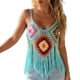 thumbnail image 1 of Mujeres de Verano Tops Casual Gancho de Mano Color Mixto Patchwork Strapless Borded Top para las Mujeres de Verano, Moda Casual Ligero, 1 of 5