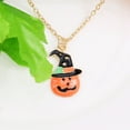 thumbnail image 2 of Halloween Oil Drop Pumpkin Cat Necklace Creative Clavicle Chain Pendant Fashion Jewelry Accessories, 2 of 2