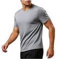 thumbnail image 2 of Tops para hombre, blusas y camisas de manga corta con cuello redondo para hombre, camisetas casuales holgadas deportivas transpirables de seda helada de color liso, camisetas de media manga con cuello, 2 of 4
