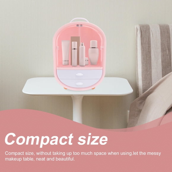 Houderco 1Ud Caja De Almacenamiento Para Cosméticos Rosa Con Estante Y De Puertas Dobles