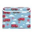 thumbnail image 7 of Yayeee Collapsible Cube Storage Bin with Lid Fabric Closet Decorative Basket with Handles, Red Cartoon Truck Pattern, 7 of 7