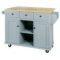 thumbnail image 4 of Vastcury 53.1" Rolling Kitchen Island Cart with Rubber wood Drop-Leaf Countertop, Storage Kitchen Island with 2 Door 3 Drawers for Dinning Room, Blue, 4 of 9