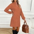 thumbnail image 1 of Fznquz Robe Orange pour Femmes Printemps à Manches Longues Robe Chandail en Tricot 2026 Demi-Glissière Décontractée Robes pour Femmes, 1 of 5