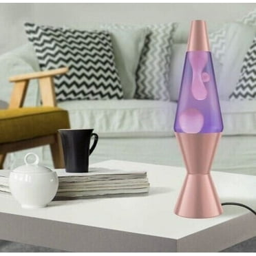 14.5 in 20oz Lava Motion Lamp Purple Liquid Pink Wax Rose Gold Base Home Decor