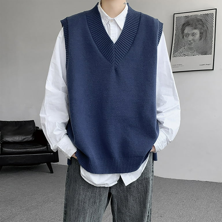 YLSDY Sweater Vests for Men Fashion Y2k Side Button Sleeveless V