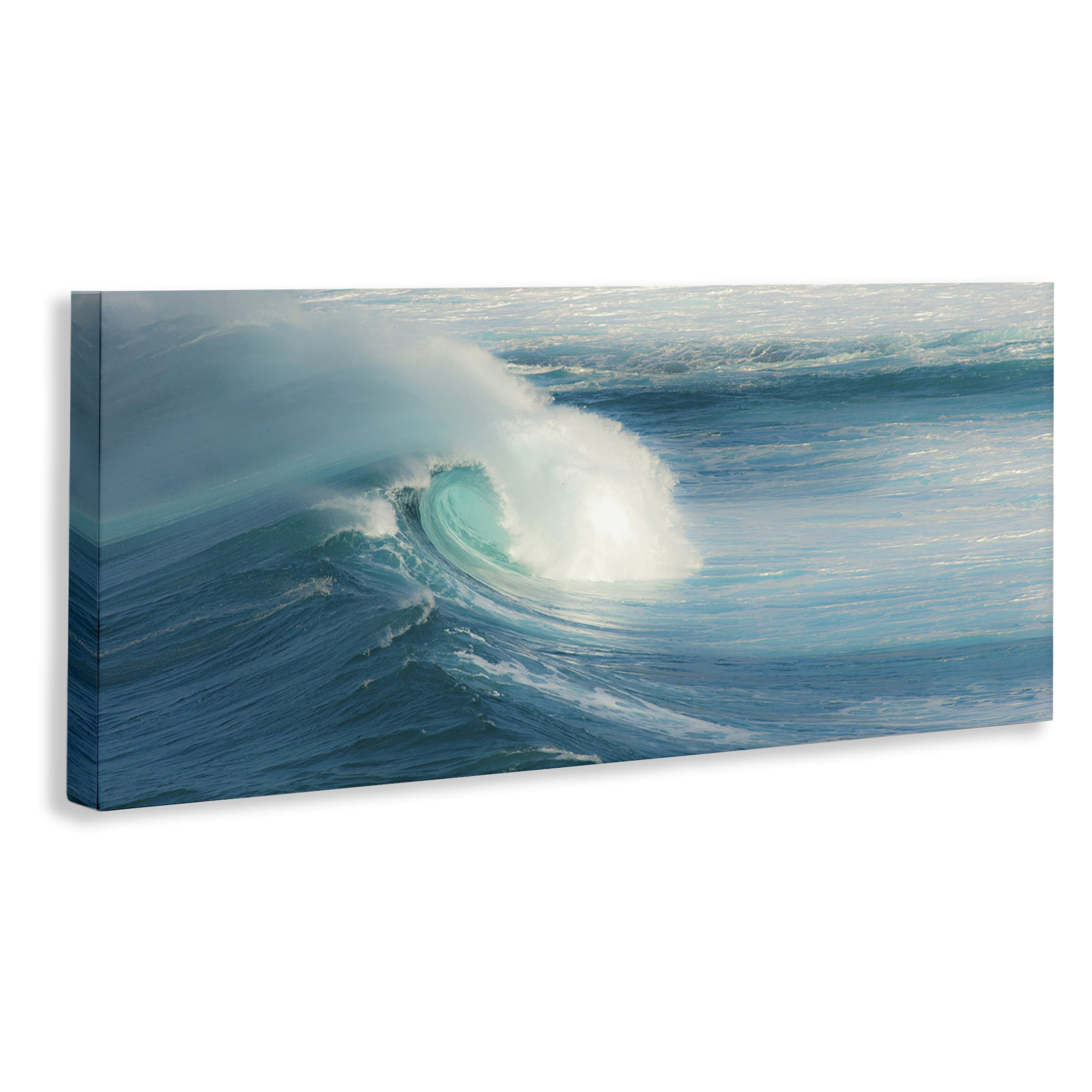 Stupell Industries Bending Ocean Wave Nautical & Beach Photography Wrapped Canvas Art Print Wall Art, 24 x 10
