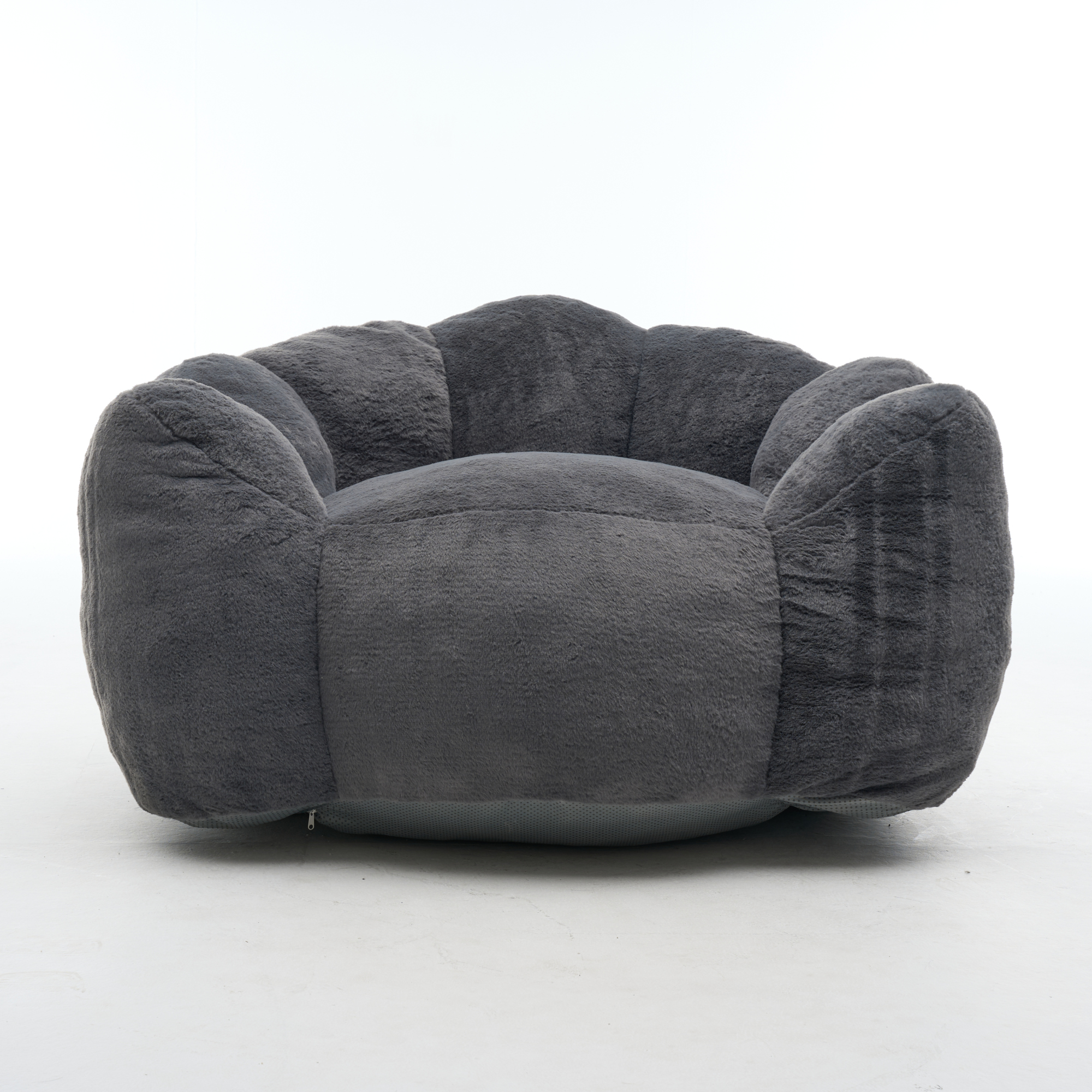 Leumius Large Lazy Sofa Chair, Comfortable Velvet Fabric Large Petal Sofa for Bedroom, Living Room and Gaming Grey