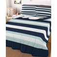 thumbnail image 3 of Quilts Twin Size, Aqua Navy Blue Striped Soft Comforter Bedding Set for Bed, Modern Abstract Lines Geometric Lightweight Quilted Bedspread with Pillow Cover(2 Pieces) for All Season, 68x86 Inch, 3 of 6