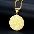 thumbnail image 2 of 14K Yellow Gold Saint Benedict Medal Necklace for Men Women Catholic Church Prayer Religious Jewelry, 2 of 6
