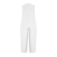 thumbnail image 5 of Guluxicc Womens Linen Jumpsuit Sleeveless Casual Wide Legs Rompers Baggy Button Down V Neck Summer Overalls with Pockets, 5 of 6