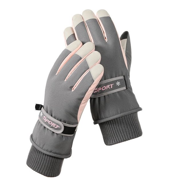 Guantes de esquí de invierno para hombres y mujeres, para exteriores, con pantalla táctil, cálidos, forrados de vellón, gruesos, impermeables y antideslizantes