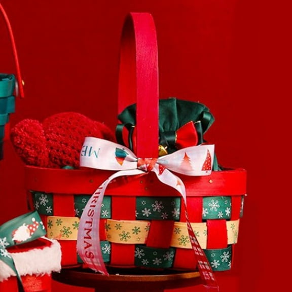 JLFNYA Christmas Basket,Sweethearts Candy Basket,Festive Wooden Gift Box with Variety of Candies and Chocolates,Christmas Packaging Box Biscuits Box Suitable for Festivals