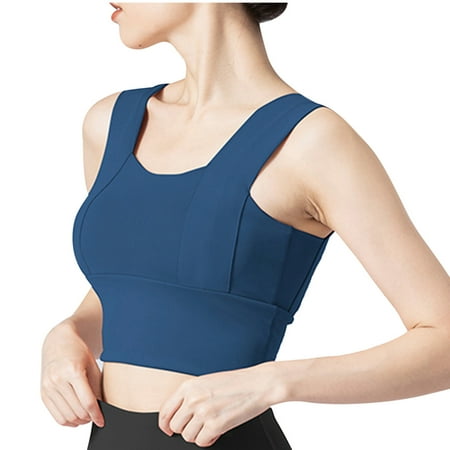 

HAPIMO Discount Sports Bras for Women Yoga Athletic Vest Running Padded Bralette Cozy Stretch Workout Activewear Bra Elastic Mesh Ultrathin Shockproof Blue XXL