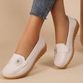 thumbnail image 2 of Mocassins à Enfiler pour Femmes à Talon Compensé Bas avec Fleurs, Chaussures de Marche Confortables en Cuir Souple, Chaussures de Plage, de Robe et de Travail, 2 of 7