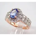 thumbnail image 3 of 2Ct Oval Cut Simulated Blue Tanzanite Ring Halo Engagement Ring 14k Rose Gold Plated, 3 of 5