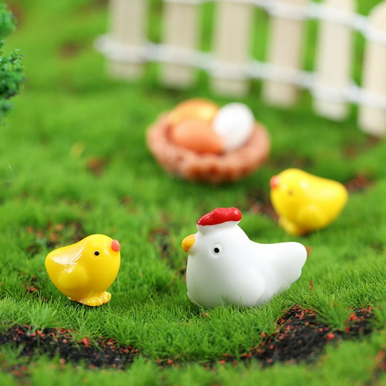 2 PCS poulet figurine animaux de ferme volaille jardin décor miniature  paysage plantes pot bonsaï décor