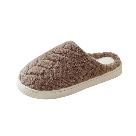Wensltd House Slippers for Women Brown Warm Memory Foam Comfy Indoor and Outdoor Slippers Wide Width