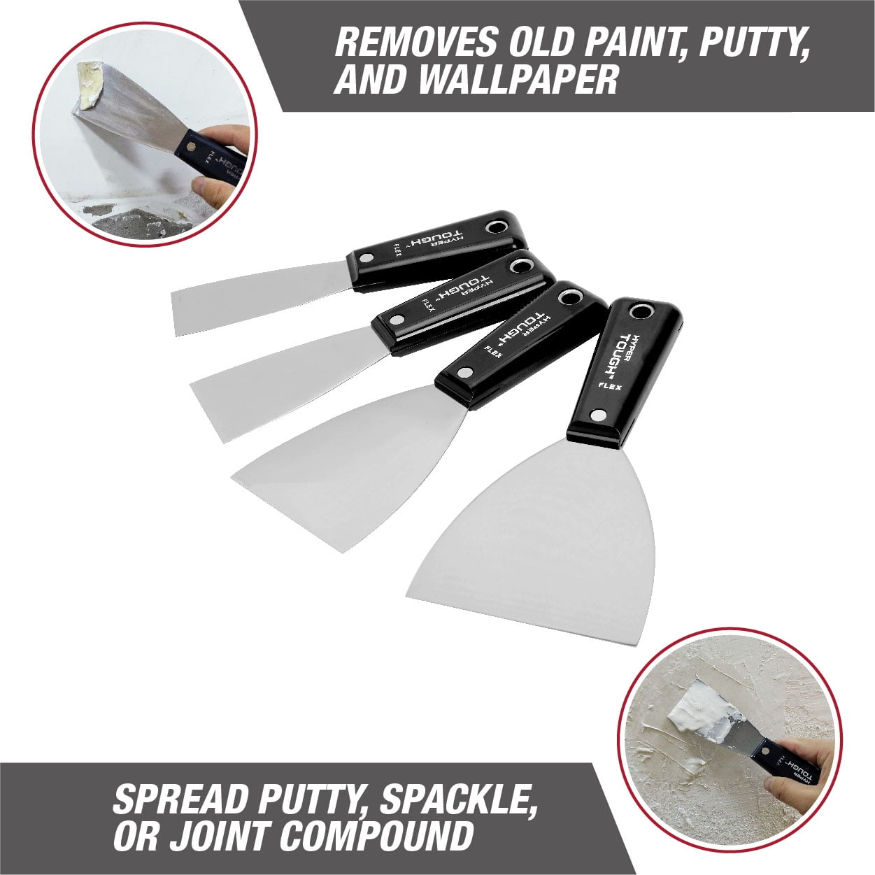 Hyper Tough 4 Piece Putty Knife Set