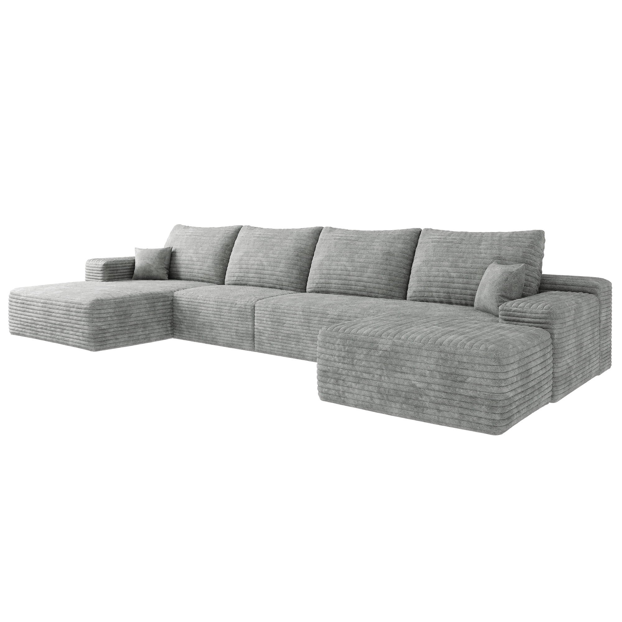 MAYEERTY 135" Gray Modern Modular Cloud Sectional No Assembly Durable Gray Sofa