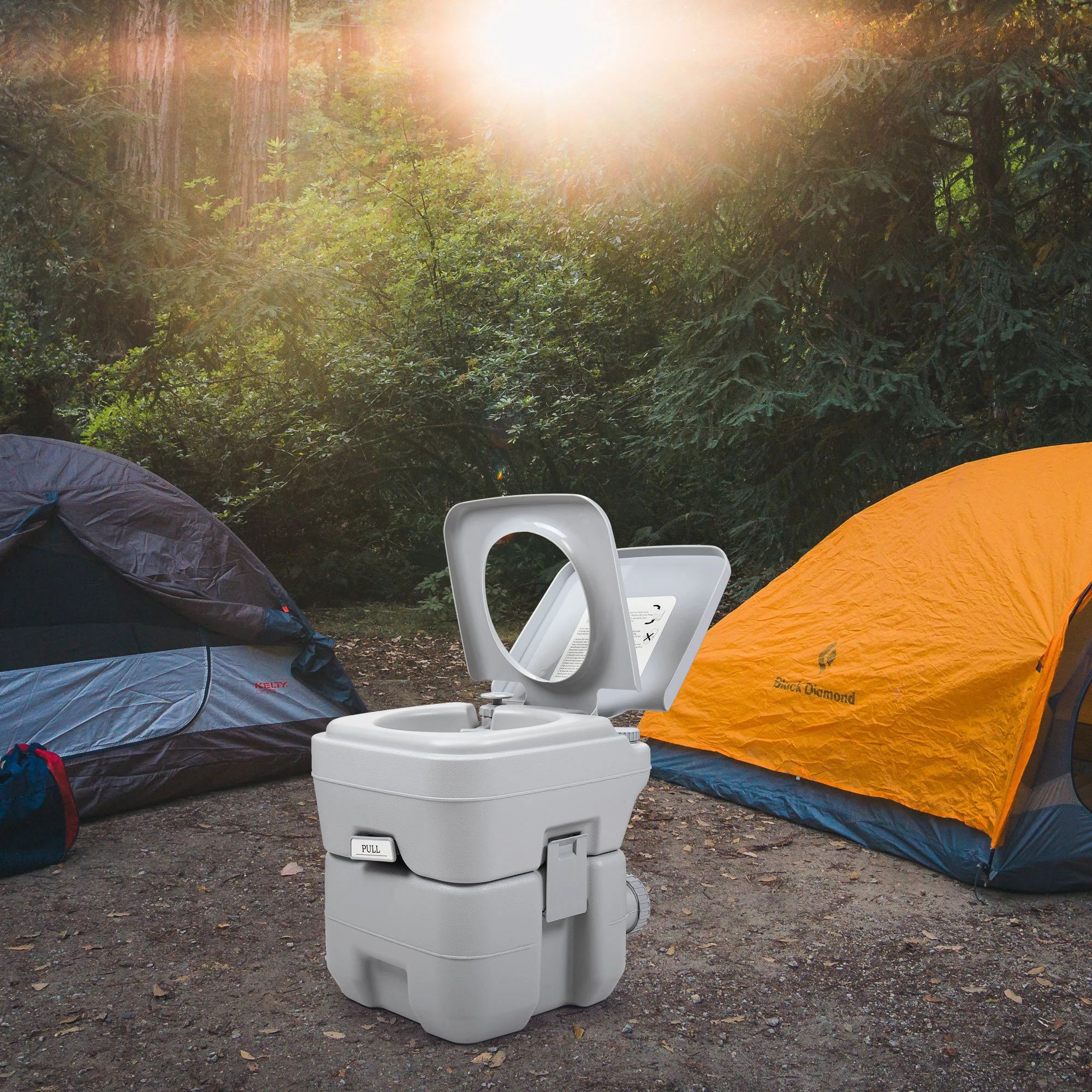 5 Gallon Portable Toilet, Outdoor Travel Toilet, Large capacity Waste Tank, Flush Camping Travel