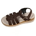 thumbnail image 6 of Rokment Womens Roman Platform Gladiator Sandals Beach Trendy Casual Suede Open Toe Buckles Chunky Wedge Fisherman Dress Heels Comfortable Walking Shoes Summer Coffee Size 6, 6 of 7