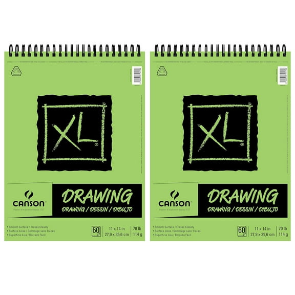 Canson XL Series Drawing Pad, Top Wire Binding, 60 Sheet, 11x14 inch, Pack of 2