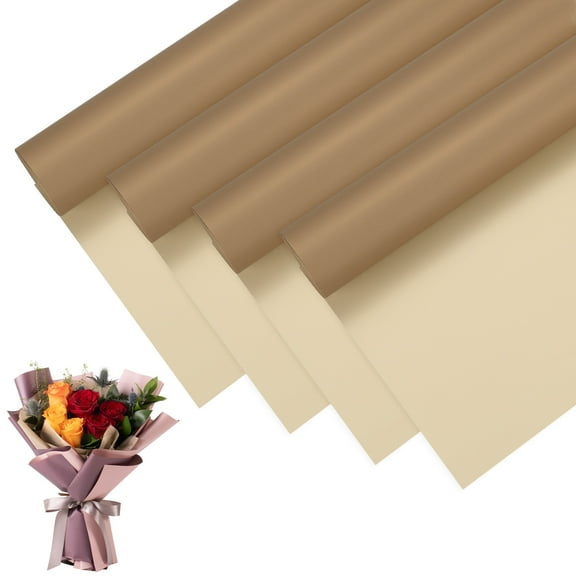 20pcs Flower Wrapping Paper Bouquet 23 Inch, Light Brown & Dark Brown