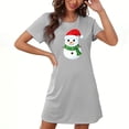 thumbnail image 1 of Camisón corto navideño para mujer, talla grande, cuello redondo, manga corta, estampado en el pecho, vestido de noche para mujer, 1 of 3